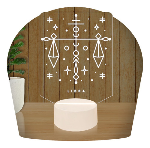 Luminária Led 3d Abajur Base Branca Libras 2