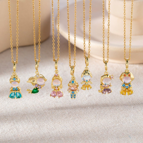 Collar Dije Princesas Colgante Blancanieves Sirenita Bella Celeste Cenicienta
