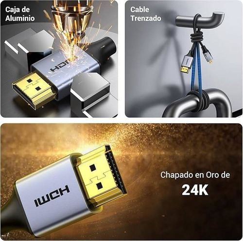 Cable Micro Hdmi A Hdmi Trenzado 3m,4k@60hz 3d,para Gopro