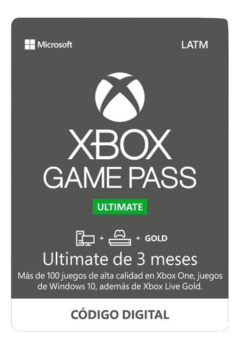 Xbox Game Pass Ultimate 3 Meses Código Original Xbox One/pc