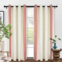 Comprar Cortinas Rayas Lino Opacas Aislamiento Térmico Ojales Casa C