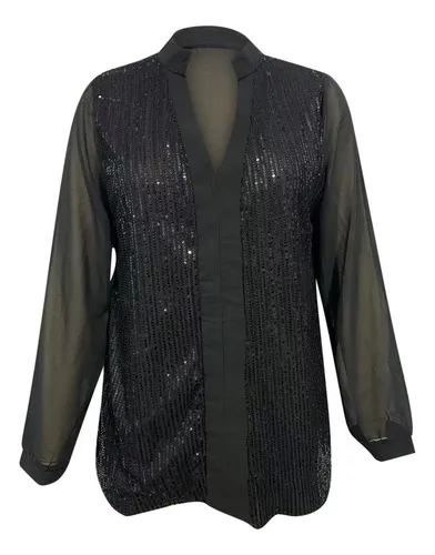 Una Polera De Mujer Polera De Lentejuelas Brillantes Blusa D
