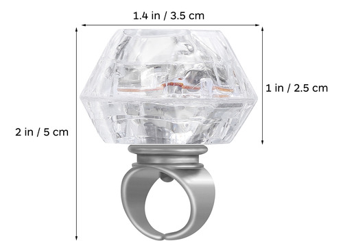 12pcs Led Flashing Light Up Ring Toys Simulation Big Diamond