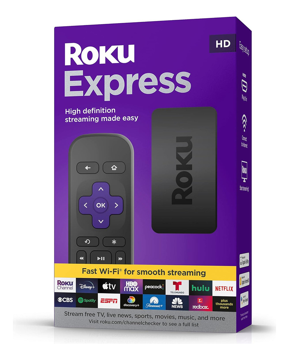 Roku Express 3930 estándar HDMI;DTS Digital Surround;Dolby por pass-through de HDMI 32MB negro con 512MB de memoria RAM