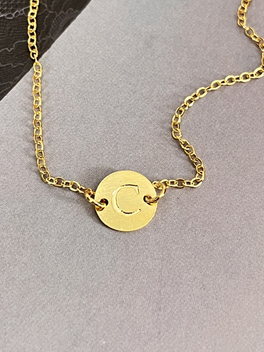 Pulseira De Elos Com Letra C Banhada A Ouro