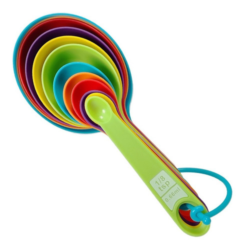 Juego Set X 12 Piezas Cucharas Y Tazas Medidoras Plastico Color
