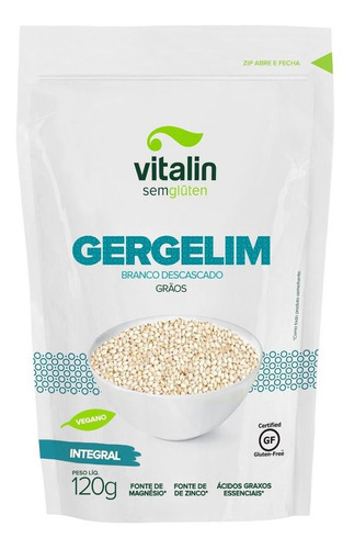 Gergelim Branco Descascado em Grãos Integral Vitalin Pouch 120g