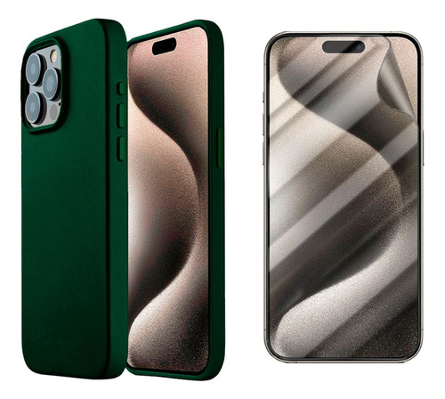 Estuche Leather Case Magsfe iPhone Para 15 Pro +protector