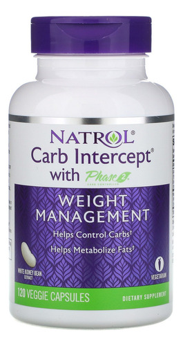 Natrol Carb Intercept C/ Phase 2 - Control Carbos 1000 Mg 120 Caps Sin sabor