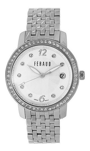 Reloj Feraud Mujer Acero Piedras Fecha Moderno Lf20050lb