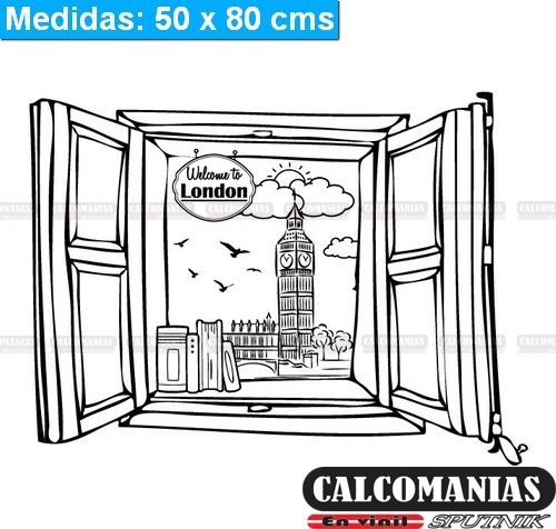 Vinilo Decorativo Ventana Londres Sticker Gigante Big Ben