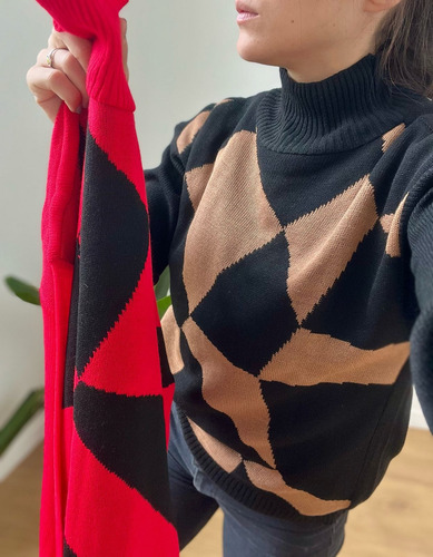 Sweater De Mujer Con Medio Cuello / Polera Pulover Sueter