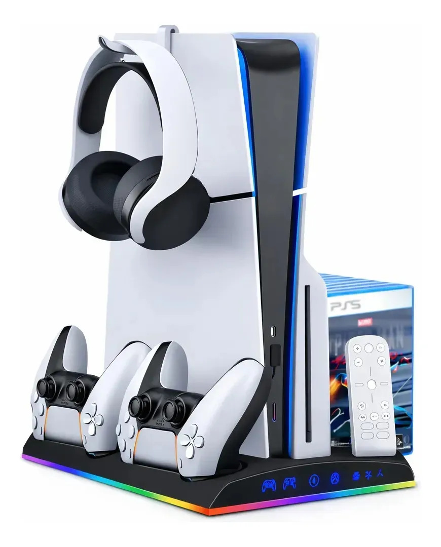 Base para Comando de Jogos PS5 Slim e Fat Dobe TP5-3570 RGB Preto