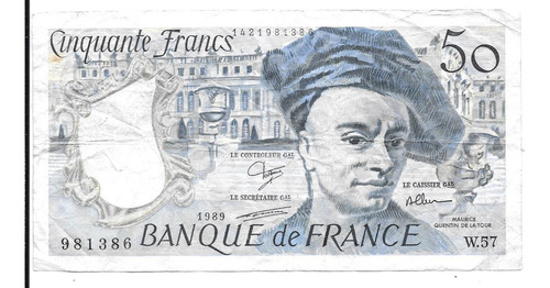 Liquido Billete De Francia.  50 Francos 1989