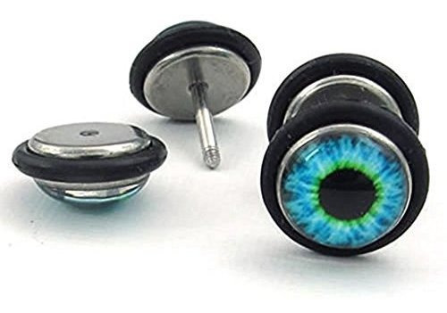 Imagen 2 de 3 de Pendientes Hombres De Acero Inoxidable Mal De Ojo, Stud Negr