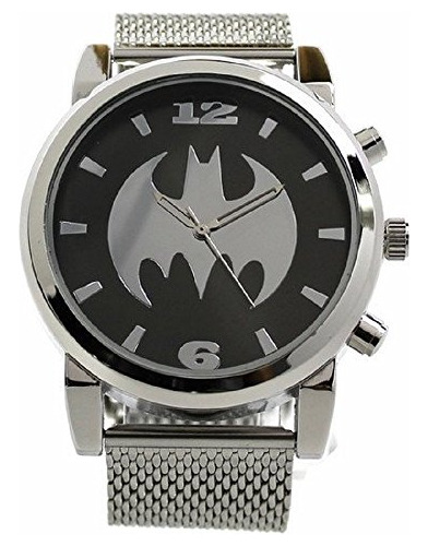 Batman Silvertone Reloj Correa De Malla (bat8043).