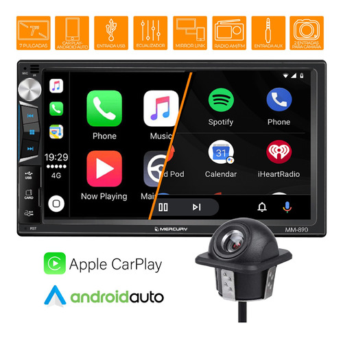 Pantalla Stereo Mercury Mirror Link Bluetooth Camara Domo