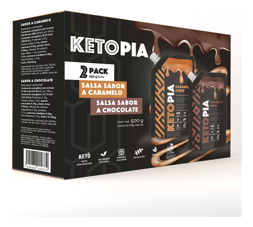 Ketopia Salsas Sabor Caramelo Y Chocolate 2pzas 250 G