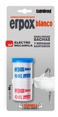 Imagen 2 de 7 de Adhesivo Epoxi Blanco Suprabond Erpox 80 Gr Bachas Sanitario