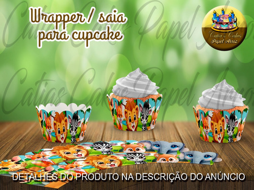  50 Wrappers Saia Para Mini Cupcakes Safari Cute Baby