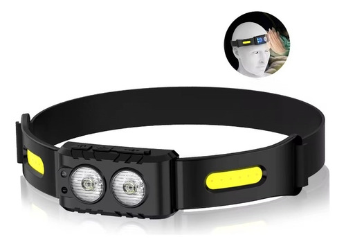 Linterna Frontal Led Recargable Con Sensor Cinta Ajustable