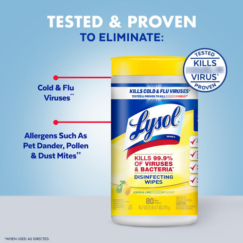 Toallitas Desinfectantes Lysol Para Limpieza Del Hogar 80 Un