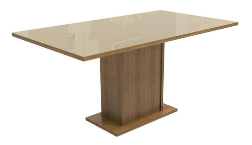 Mesa Madesa Retangular Tampo De Vidro 52757G2VI - Rustic/crema Cor da tampa Crema Cor dos pés Rustic