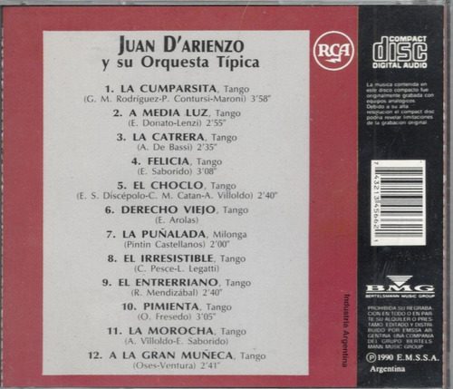 Lote 2 Cds Juan D' Arienzo - For Export Vol 1 Y 2 (Usado)