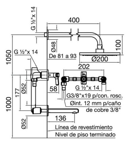 Grifería Fv Ciprés De Ducha 0103/n2 Cr Cromado Cromado
