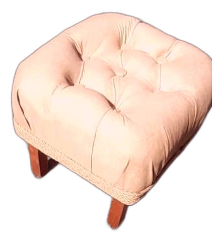 Puff Sillón Tapizado Con Patas De Madera Pouf