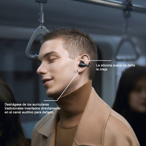 Fone de ouvido open-ear sem fio Erok Inalámbricos Q71 preto com luz LED