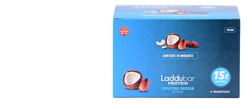 Laddubar Protein Frutos Secos Y Coco Caja X10 Barras 15g Proteína Sin Tacc Veganas