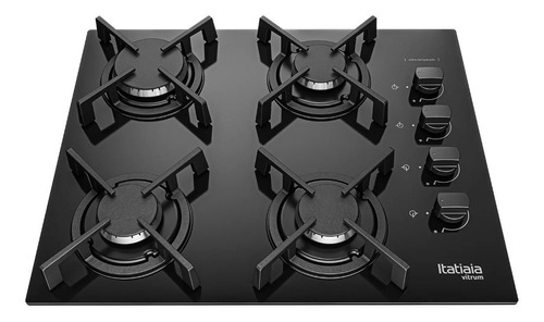 Fogão cooktop gás Itatiaia Vitrum 4 bocas preto 127V/220V