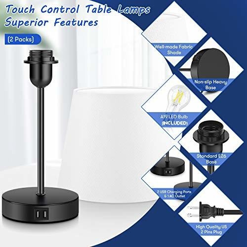 Juego 2 Lampara Mesa Control Tactil Regulable 3 Via