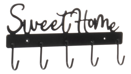 Frase decorativa Sweet Home o Sweet Home Steel con 5 ganchos, color negro
