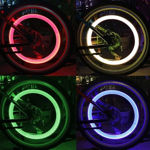 2 Luces Led Neon Tapa Valvulas Carro Moto Bici