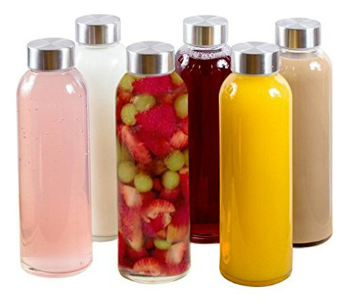 Brieftons Borosilicate Glass Water Bottles: 6 Pack, 18 Oz, S