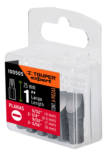 Juego Puntas Planas Para Desarmador 1´ Maquinado 6pz 100505