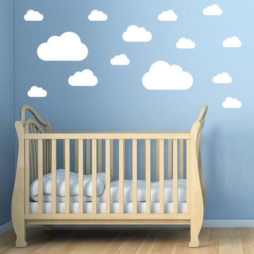 Adesivo De Parede Quarto Nuvens Infantil / Bebe 18 Nuvens Cor Branco