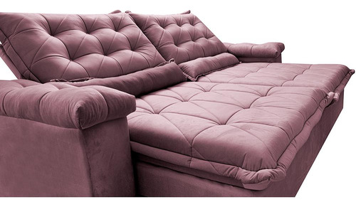 Sofá Retrátil 2,55m Cama Inbox Big Fresh. Com Softgel d40 Cor Rose