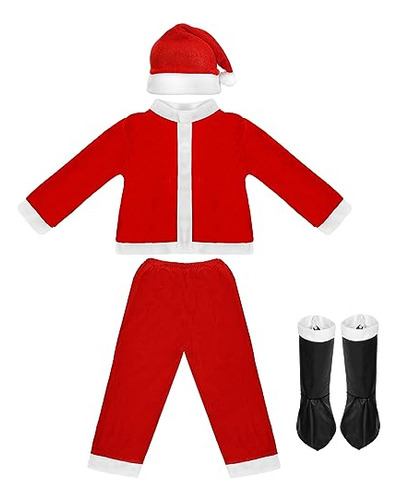 Traje Santa Claus Niños Disfraz Navidad 5 Piezas Cosplay