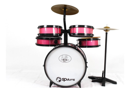 Bateria Infantil Rock Baby Com Chimbal Cor Rosa