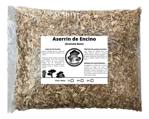 Sustrato Cultivo Hongos Aserrín De Encino (5 L)