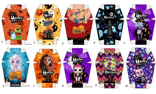 Cajas Ataudes Hallowen Con Golosinas Y Dibujo!