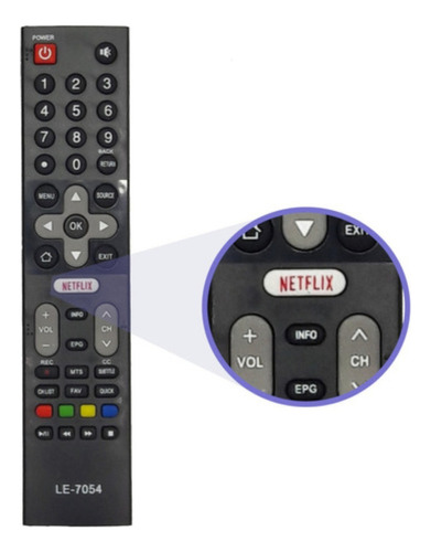 Controle Remoto Compatível Philco Smart Netflix Max-7054