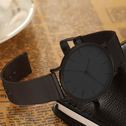 Reloj De Cuarzo Negro Para Hombre Personalidad Simple Y Moda