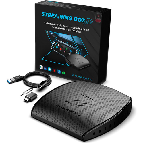 Streaming Box+ Automotivo Faaftech Carplay 64gb 4gb Ram