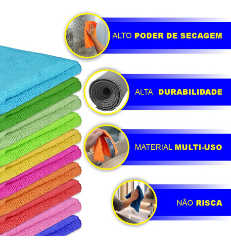 6 Unds Pano Microfibra 30x30 Ideal P/ Limpeza Diversa Macio