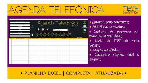 Agenda Telefônica Com Pesquisa Fácil - Planilha Excel