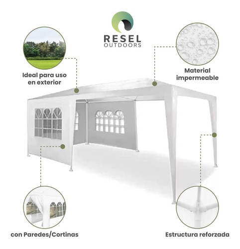 Toldo De Fiesta 6x3 Con 4 Paredes Blanco